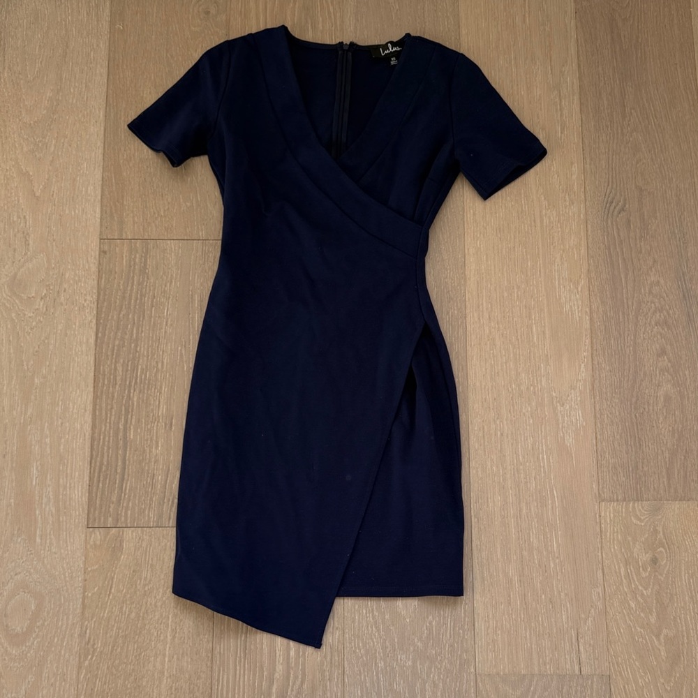 Lulu's Midnight Blue Mini Wrap Dress